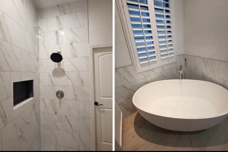 Completed shower and bathtub installation
