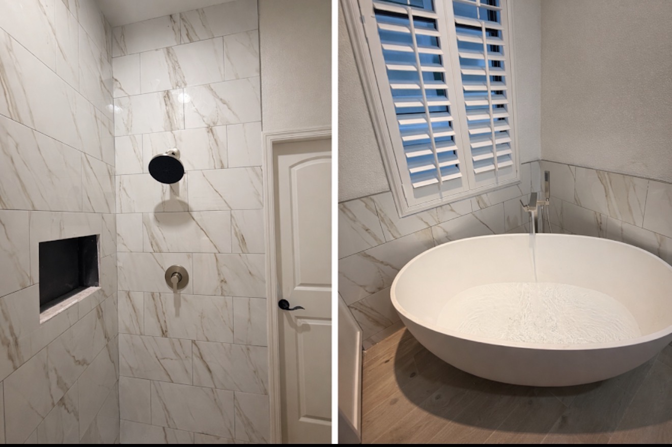 Completed shower and bathtub installation