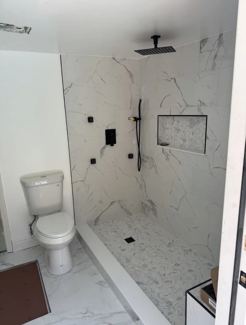 Completed shower plumbing installation
